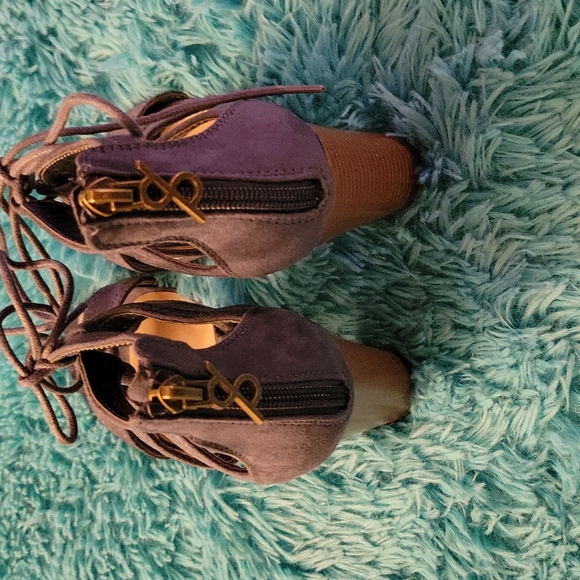 Parker Sky Blue Lace Up Block Heels Size 6 - Picture 4 of 10